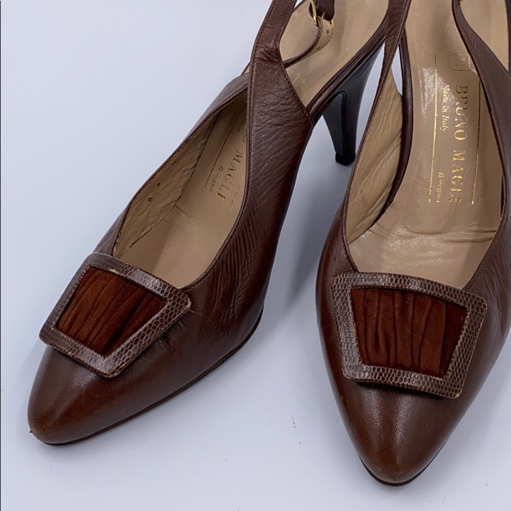 Bruno Magli brown leather heels size 8B . Heels Hight 3” - B3 - Picture 5 of 8